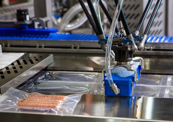 Linear food heat thermoforming sealing and packaging machine	