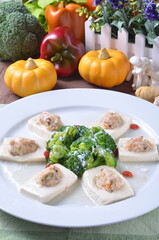 
Chinese food - meat stuffed tofu
