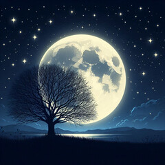 moon and tree on the sky