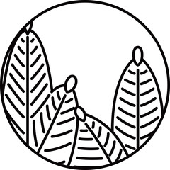 線画円形シンプル花札　睦月　松　1月　松のカス