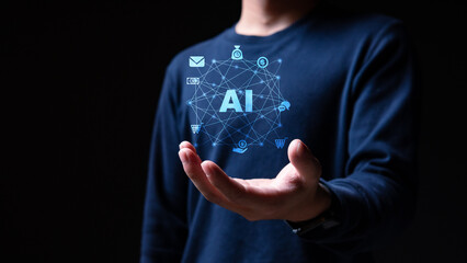 Businesswoman useing Ai  and nectwork , for shopping online concept.