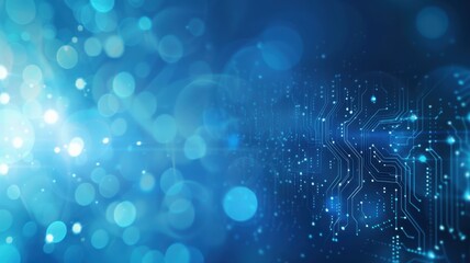 Abstract Blue Technology Circuit Background, A futuristic blue abstract background featuring interconnected circuitry patterns and glowing light effects, symbolizing advanced technology and digital ne