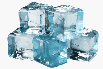 Cubes of ice on white background vector and illustration 