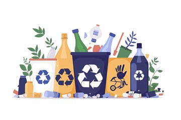 Conceptual Recycle Flat Illustration created with Generative AI