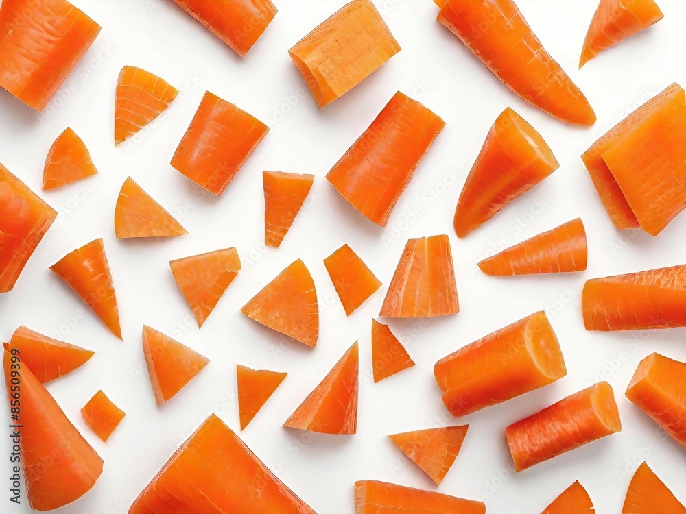 Canvas Prints sliced fresh carrot isolated on white background. top view