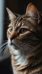 Obraz premium aesthetic image of a ticked tabby cat closeup for wall background