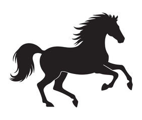 Running horse black silhouette set. Vector illustration