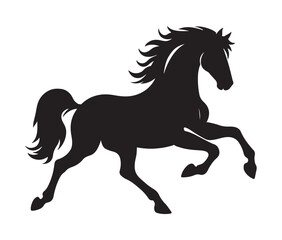 Running horse black silhouette set. Vector illustration
