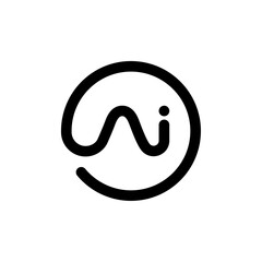 Ai logo concept. Artificial Intelligence sign design. Ai line icon. Letters A and i in circle. Creative round pixel perfect Ai symbol. Vector logo