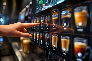 Choosing Coffee on Modern Vending Machine