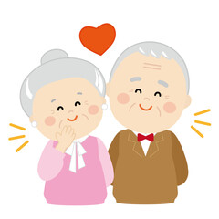 可愛い高齢の夫婦のラブラブなイラスト3