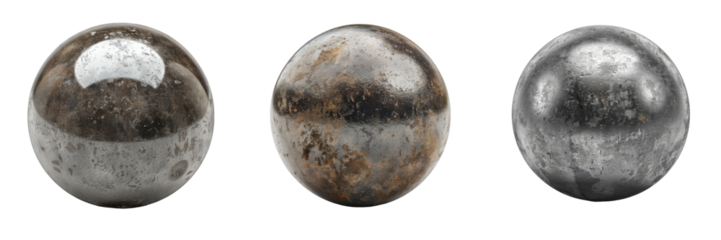 Metallic spheres with different finishes.