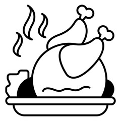 Hot chicken icon, roast chicken, grilled chicken icon symbol