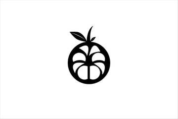 icon vector split mangosteen fruit backgroung black white