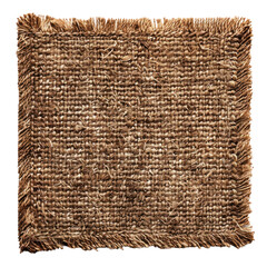 Rough, rustic burlap fabric texture with frayed edges. Ideal for background, overlay, or design element.