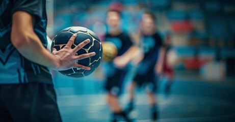 Olympics in France 2024. Handball Player Holding Ball