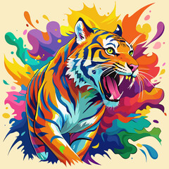 angry tiger logo design, tiger tshirt logo design, tiger illustration