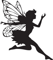 Fairy with wings silhouette vector image