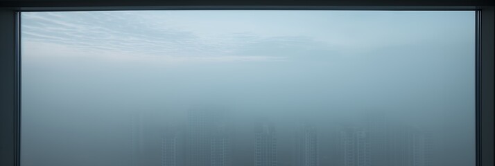 Foggy Cityscape from Window View