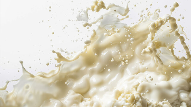 Unwanted in Your Cereal: Disgusting Spoiled Milk with Lumpy Curds and Fuzzy Mold, White