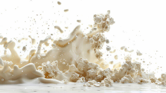 Unusable Milk: Expired Dairy Product with Curds and Mold Isolated on White