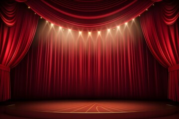 red stage curtains with spotlight
