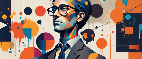 Design art concept abstract contemporary modern background business graphic idea. Work concept art design retro office poster icon hand team success digital ad artwork visual technology research job.	