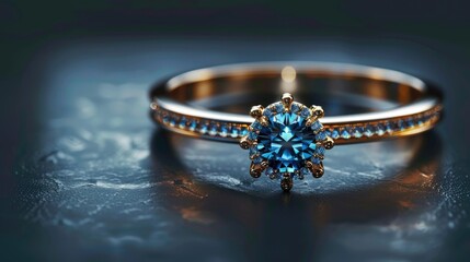 Sparkling Blue Gemstone Engagement Ring