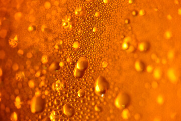 Macro shot of water condensed on plastic surface