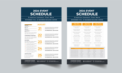 Event Schedule design template layout with 2 concept design