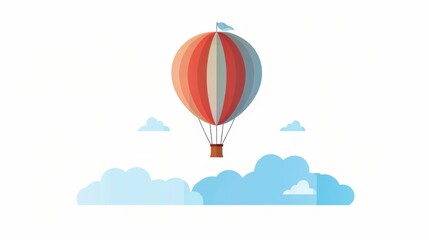 Obraz premium Adventure in the sky hot air balloon flying among clouds on travel and exploration journey