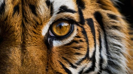 A close-up shot of a male tiger's eye