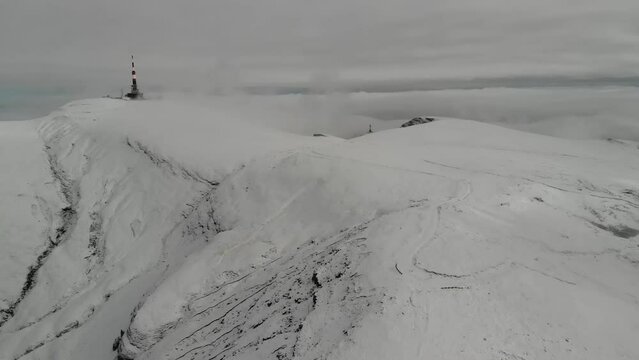 Aerial video of Costilla Peak in the Bucegi Mountains, Romania