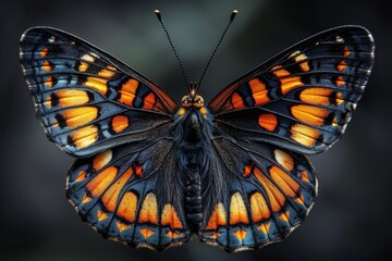 Naklejka premium A Striking Butterfly with Vibrant Orange and Blue Patterns