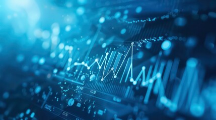 Abstract composition of metrics and indicators charting an upward trajectory, allowing space for...