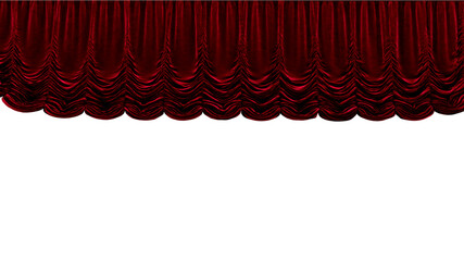 3d render Red rising theater curtain with alpha channel