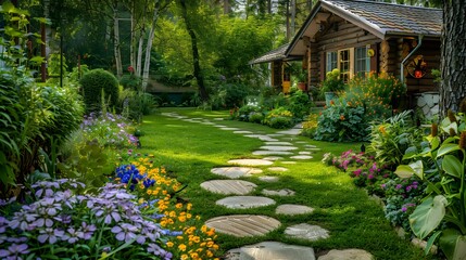 Rustic style with wicker hedges and flowering picture