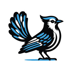 Perfect for Birdwatching, Nature Enthusiasts, and Wildlife Conservation Projects. Blue Jay Logo Design with Stylized Feather Details