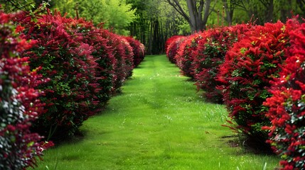 Hedges made of dense barberry bushes picture
