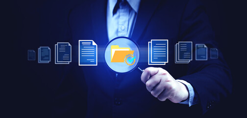 Database document management and storing digital files online. concept of technologically efficient data file search software system, Big Data design