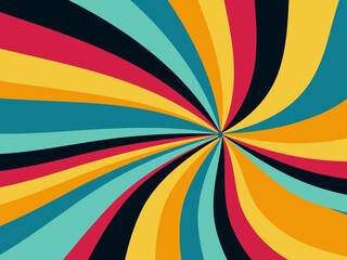 Fototapeta premium Vintage retro banner background. Colorful grunge wave wallpaper. Vector illustration. Twist party backround pattern.