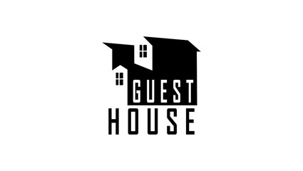 Fototapeta premium Guest House emblem, black isolated silhouette