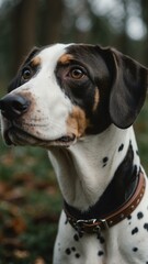 aesthetic image of a piebald patterns dog closeup for background
