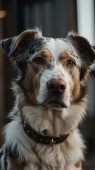 aesthetic image of a merle and white bicolor dog close background