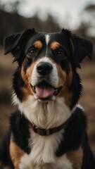 aesthetic image of a black tan and white tricolor dog background