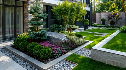 Obraz premium Landscape design with geometric shapes created picture