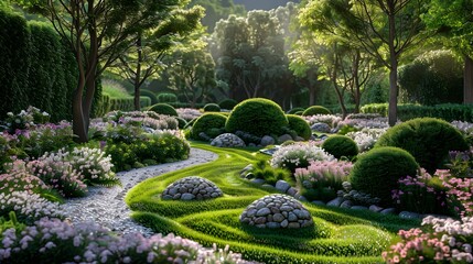 Obraz premium Landscape design with symmetrical figures made picture