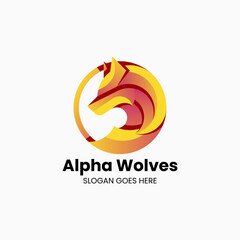 Vector Logo Illustration Wolf Gradient Colorful Style