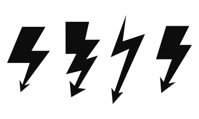 Obraz premium Set of electric lightning, thunder bolt in doodle style. isolated on white background. vector illustration