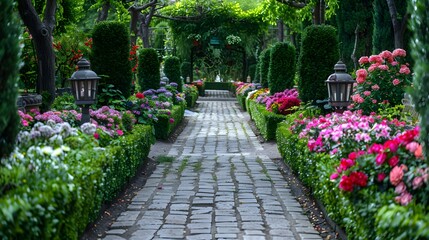 Obraz premium Natural style with flowering alleys decorated picture